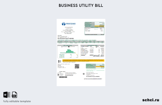 скачать в цифровом формате шаблон счета за коммунальные услуги Pascoag Utility D